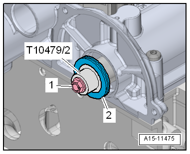 Removing and installing exhaust camshaft oil seal, gearbox end, engine codes CHPA, CMBA, CPVA, CXSA, CZDA, CZCA, CPVB
