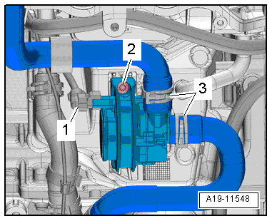Removing and installing charge air cooling pump -V188-