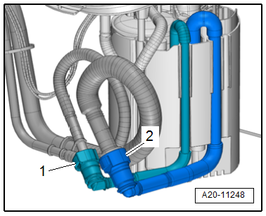 Removing and installing fuel delivery unit/fuel gauge sender, vehicles with four-wheel drive