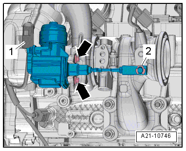 Removing and installing charge pressure positioner -V465-