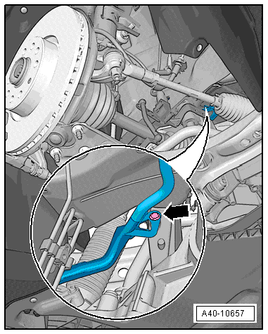 Removing and installing steering rack, RHD vehicles, except for e-Golf