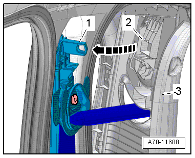Removing and installing belt height adjuster, 2-door model