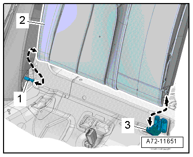 Removing and installing rear seat backrest