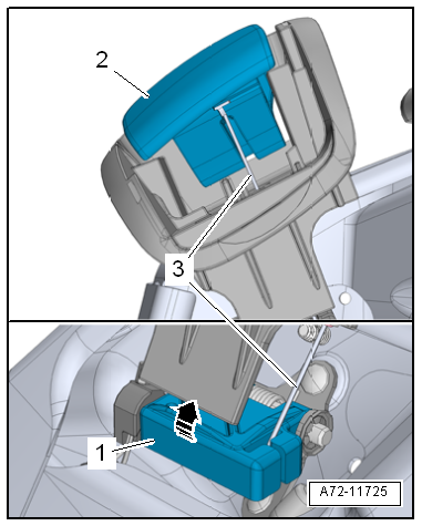 Removing and installing connecting Bowden cable