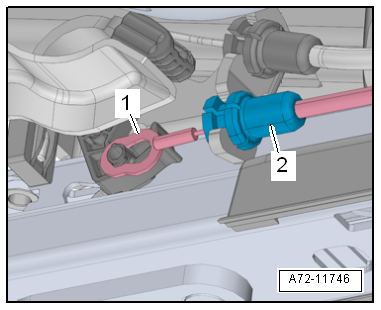 Removing and installing Bowden cable B for entry assistance