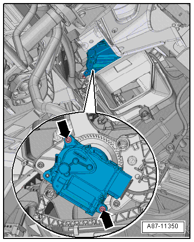 Removing and installing air distribution flap control motor -V428-, LHD vehicles