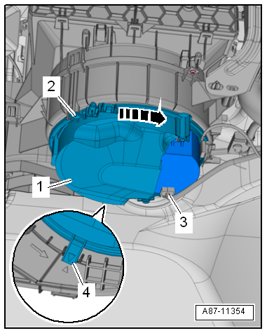 Removing and installing fresh air blower -V2-, LHD vehicles