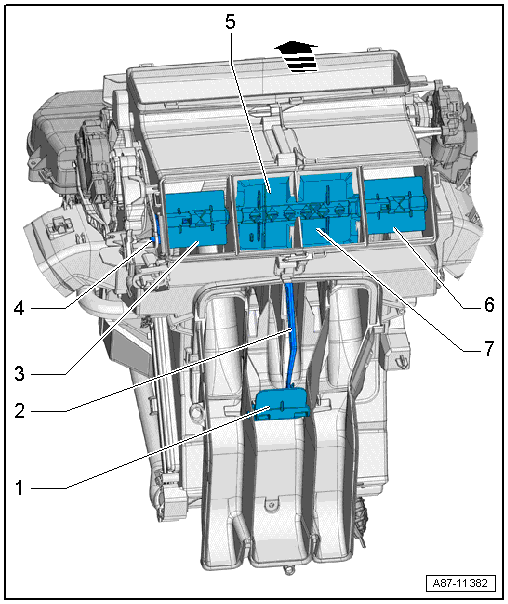 Assembly overview - flaps and partitions in air distribution housing