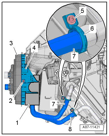 Removing and installing coolant pipes at heat exchanger (Denso)