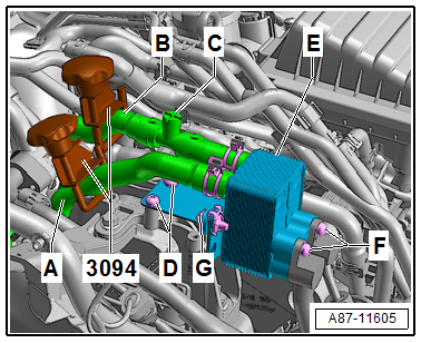 Removing and installing heat exchanger for high-voltage battery
