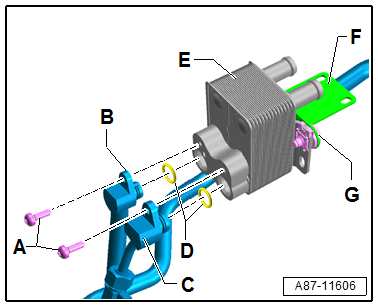 Removing and installing heat exchanger for high-voltage battery