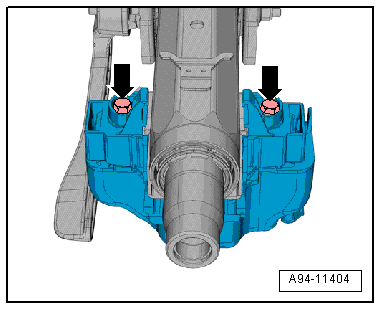 Removing and installing control unit for electronic steering column lock -J764-