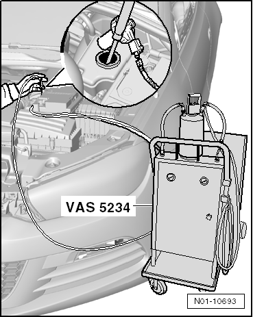 Removing and installing brake master cylinder, LHD vehicles