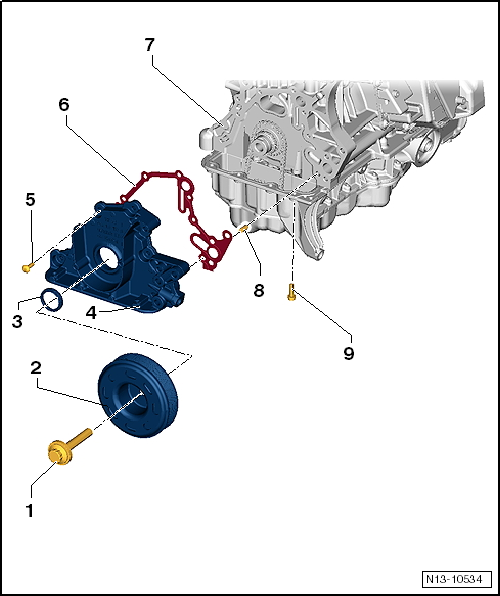 Assembly overview - sealing flange, belt pulley end