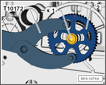 Removing and installing toothed belt pulley for coolant pump, engine codes CHPA, CMBA, CPVA, CXSA, CZDA, CZCA, CPVB