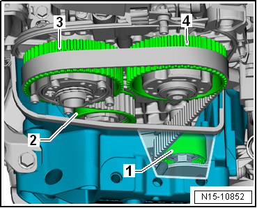 Removing and installing toothed belt, engine codes CHPA, CZDA