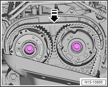 Removing and installing toothed belt, engine codes CHPA, CZDAN15-10885