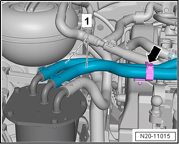 Removing and installing brake light switch, RHD vehicles