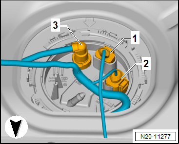 Removing and installing fuel delivery unit/fuel gauge sender, vehicles with four-wheel drive
