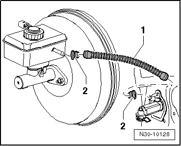 Removing and installing brake master cylinder, LHD vehicles