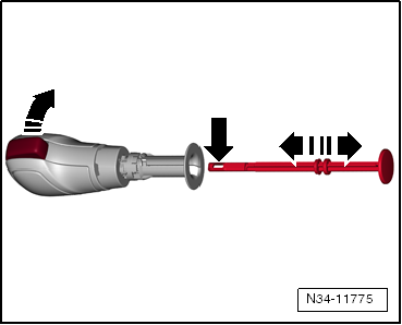 Moving push button to installation position in the handle