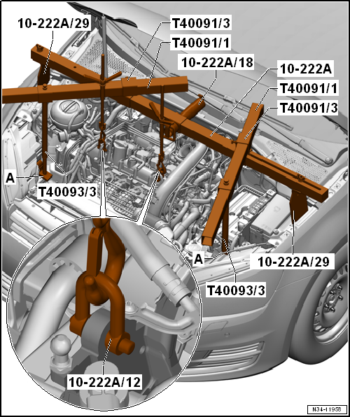 Supporting engine in installation position