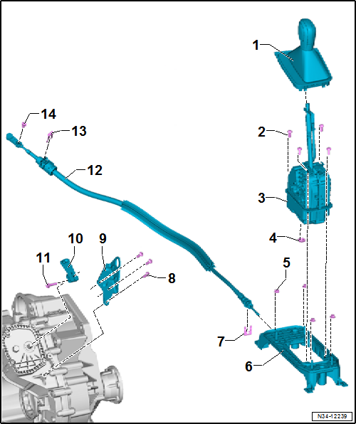 Assembly overview - selector mechanism, manufacturer ZF