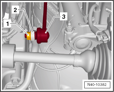 Removing and installing steering rack, RHD vehicles, except for e-Golf