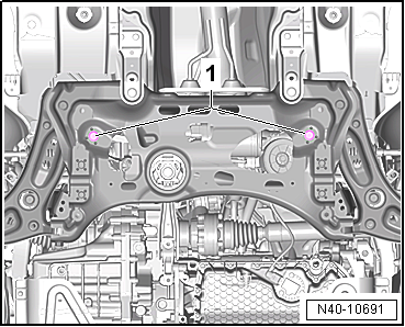Removing and installing subframe without steering rack, except for e-Golf