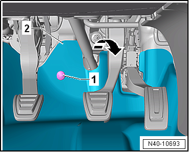 Removing and installing subframe with steering rack, LHD vehicles, except for e-Golf