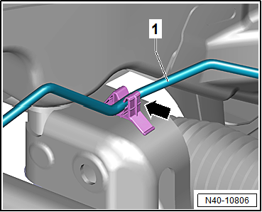 Removing and installing steering rack, RHD vehicles, except for e-Golf