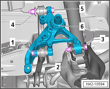 Removing and installing wheel bearing housing, multi-link suspension, front-wheel drive