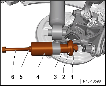 Renewing bonded rubber bush for wheel bearing housing, front-wheel drive