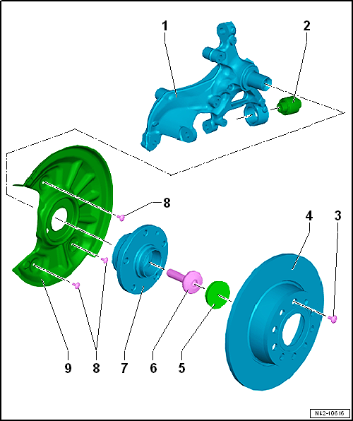 Assembly overview - suspension, multi-link suspension, front-wheel drive
