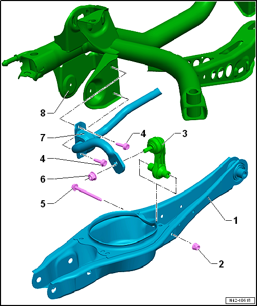 Assembly overview - anti-roll bar, multi-link suspension, front-wheel drive