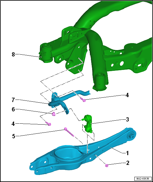 Assembly overview - anti-roll bar, multi-link suspension, four-wheel drive
