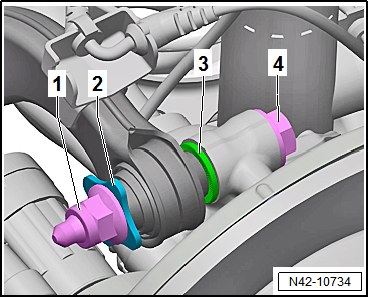 Removing and installing wheel bearing housing, multi-link suspension, four-wheel drive