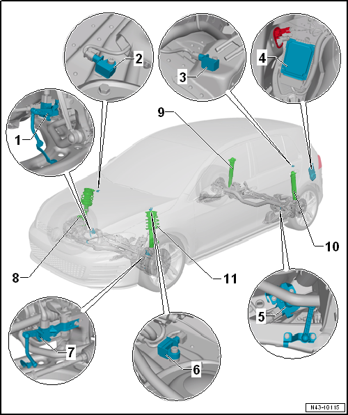 Assembly overview - electronically controlled damping system, multi-link suspension, saloon