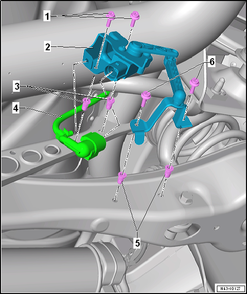 Assembly overview - rear vehicle level senders, multi-link suspension, front-wheel drive