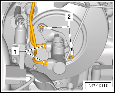 Removing and installing brake master cylinder, LHD vehicles