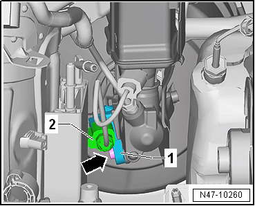 Removing and installing brake light switch, RHD vehicles