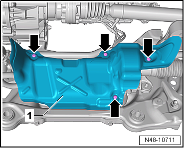 Removing and installing subframe with steering rack, LHD vehicles, except for e-Golf