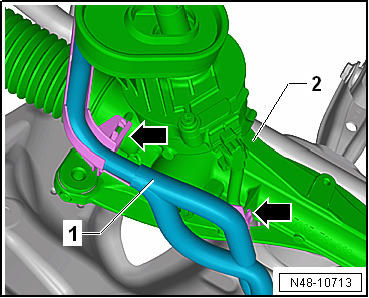 Removing and installing subframe with steering rack, LHD vehicles, except for e-Golf