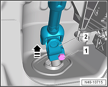Removing and installing steering column, RHD