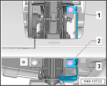 Removing and installing steering column, RHD