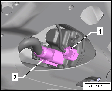 Removing and installing subframe with steering rack, RHD vehicles, except for e-Golf