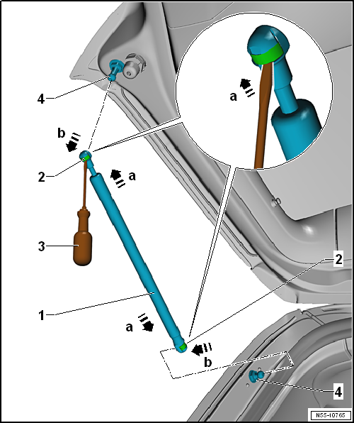 Removing and installing gas strut