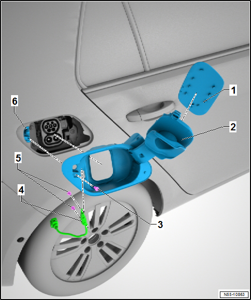 Assembly overview – tank flap unit, e-Golf