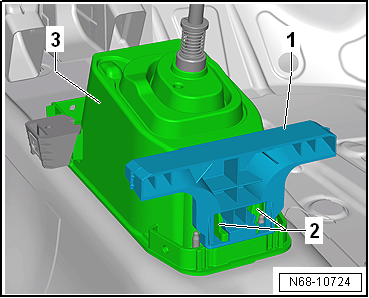 Removing and installing centre console retainer, for all vehicles except e-Golf