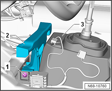 Removing and installing centre console retainer, for all vehicles except e-Golf